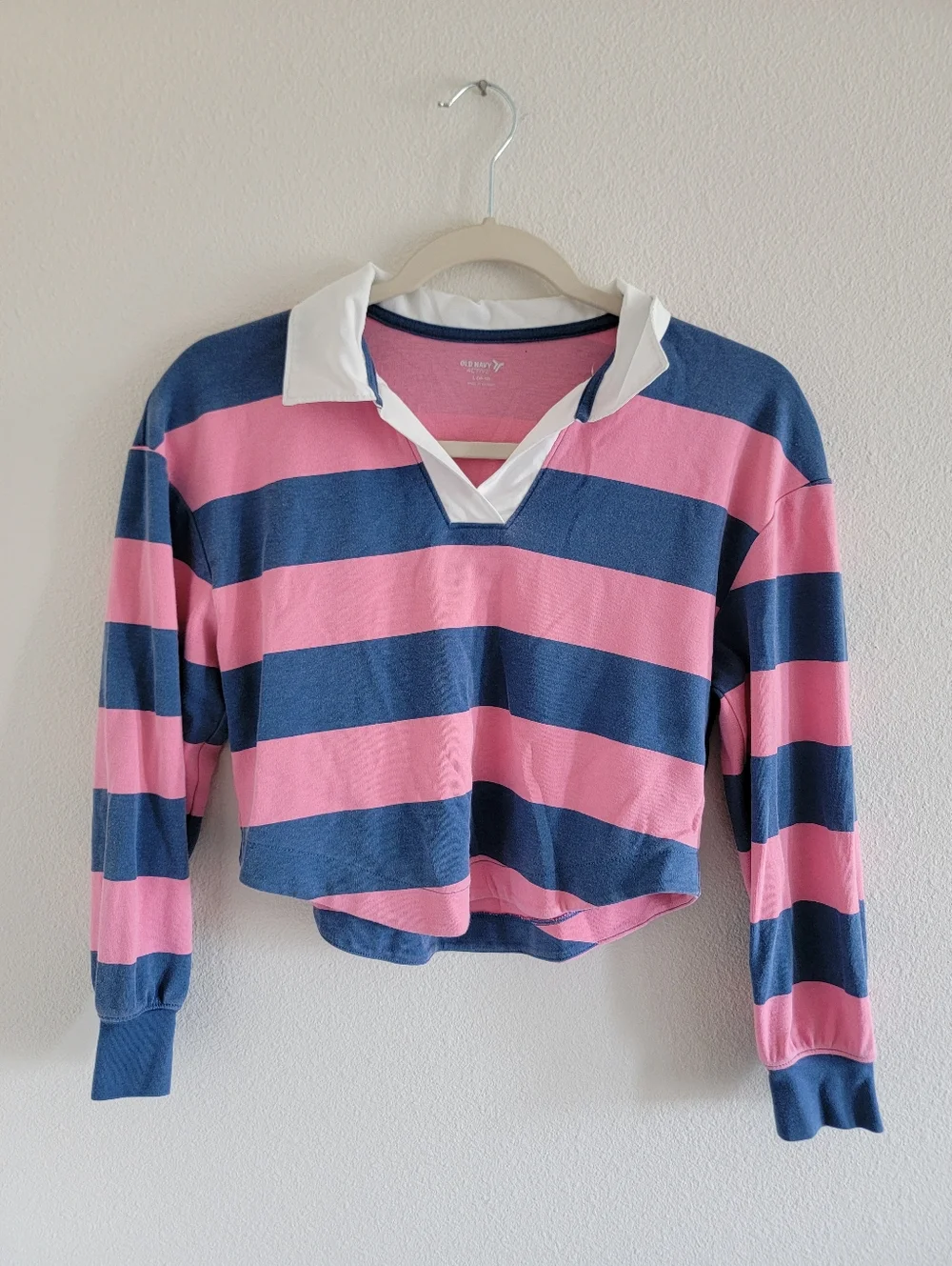 Old Navy Active Collared Striped Pullover Top Size Girls Large (10-12)